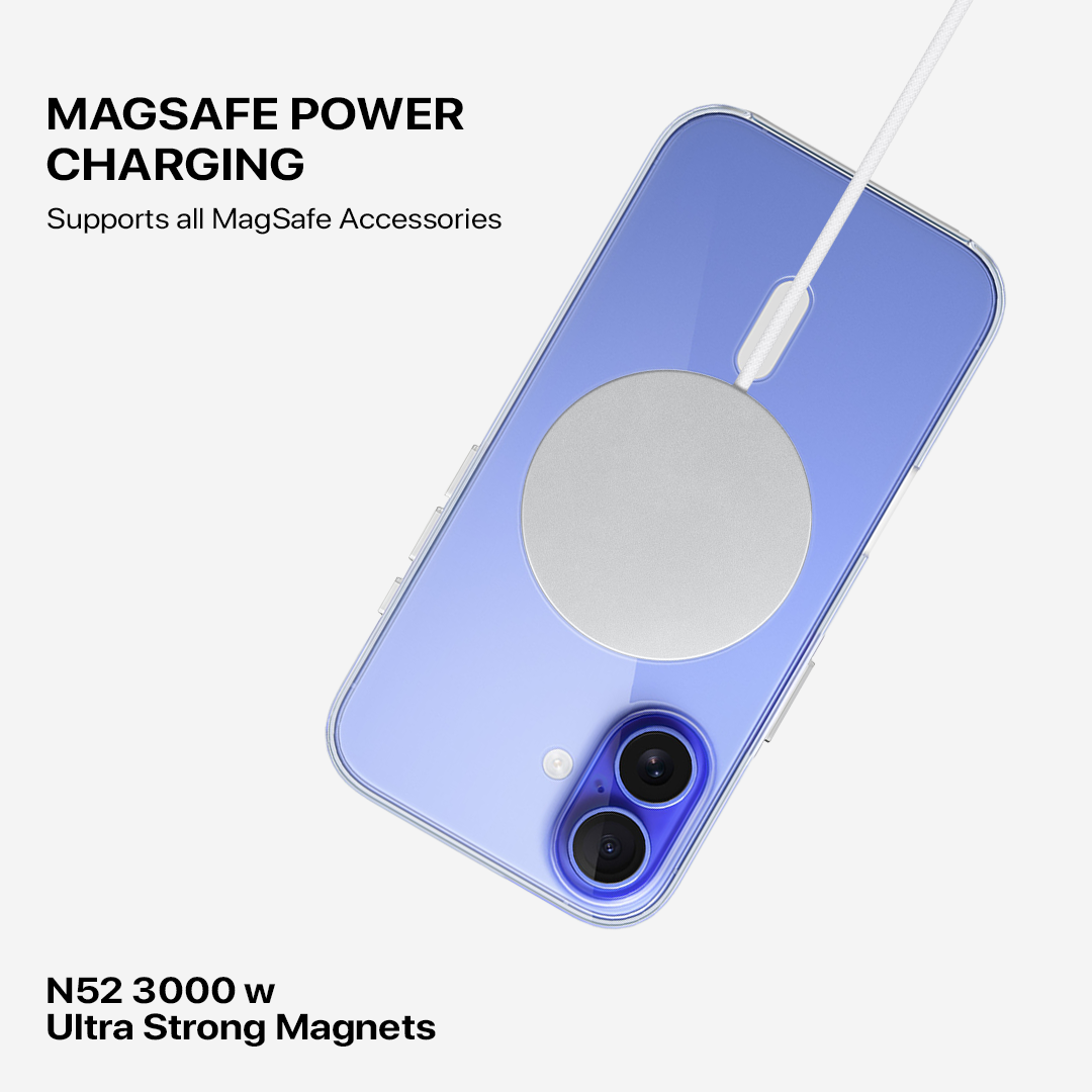 Anti Yellow Magsafe Transparent Clear Case - Iphone 16 (CRYSTAL White TITANIUM)