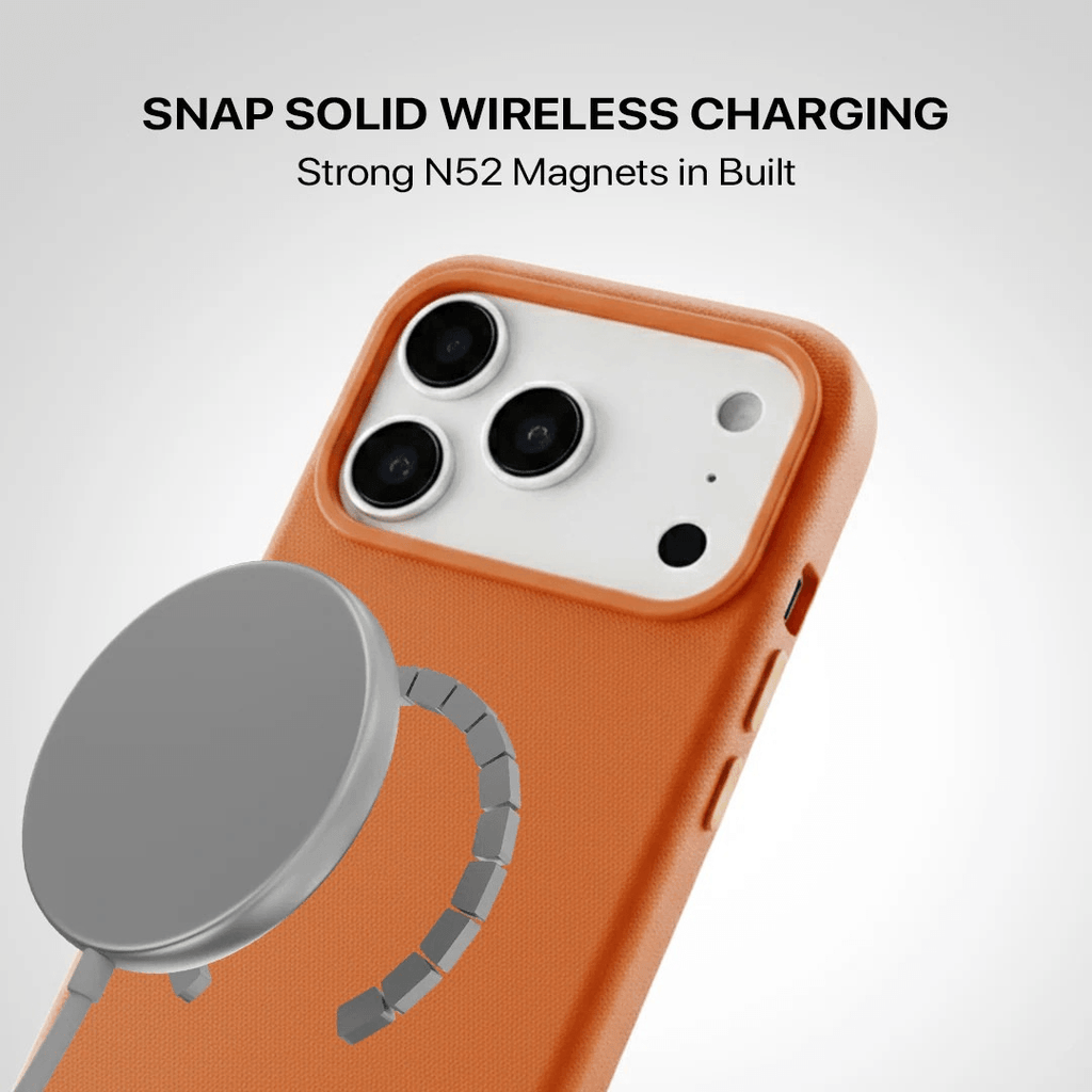 Signature Leather Magsafe Case - Iphone 17 Pro ( Ember Orange)