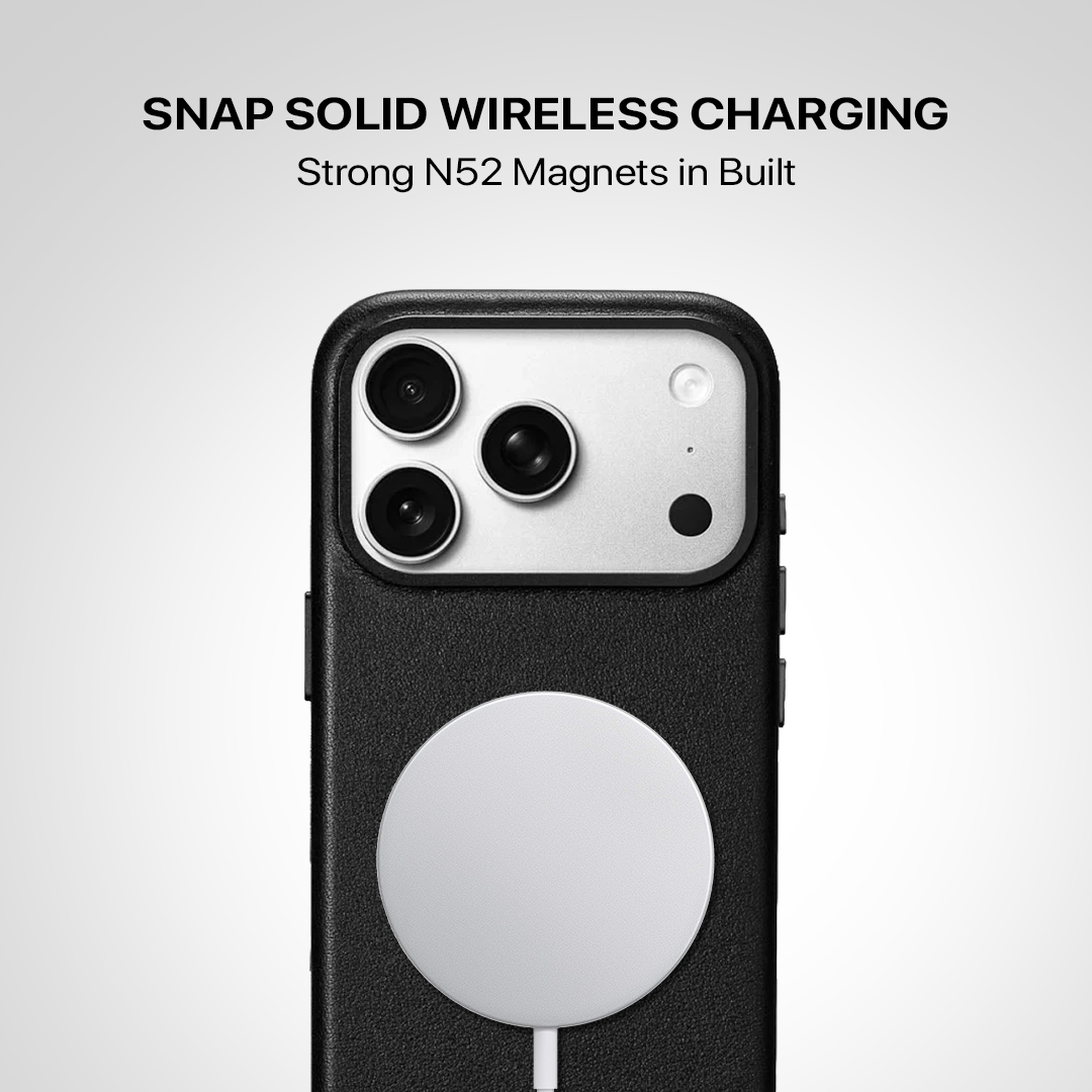 Signature Leather Magsafe Case - Iphone 17 Pro (Royal Black)
