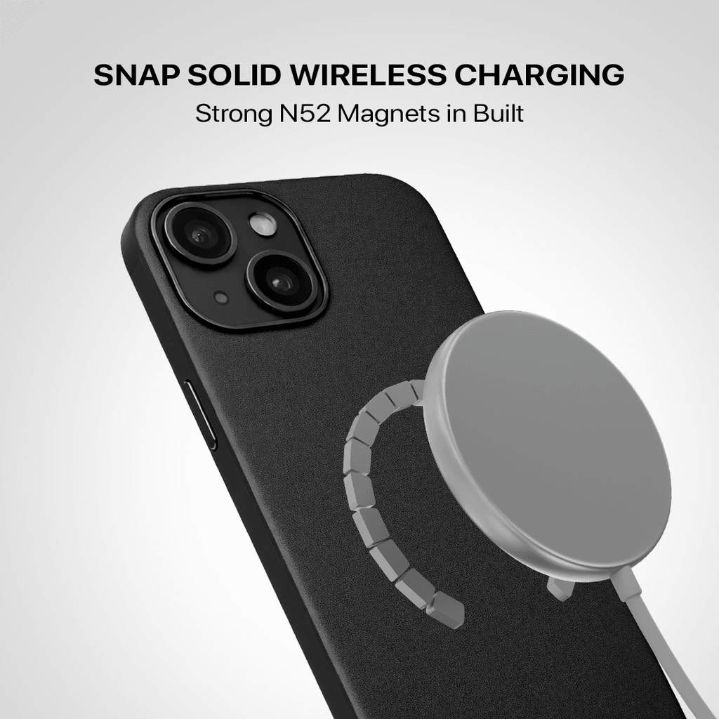 Signature Leather Magsafe Case - Iphone 14   (Royal Black)