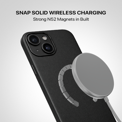 Signature Leather Magsafe Case - Iphone 13    (Royal Black)