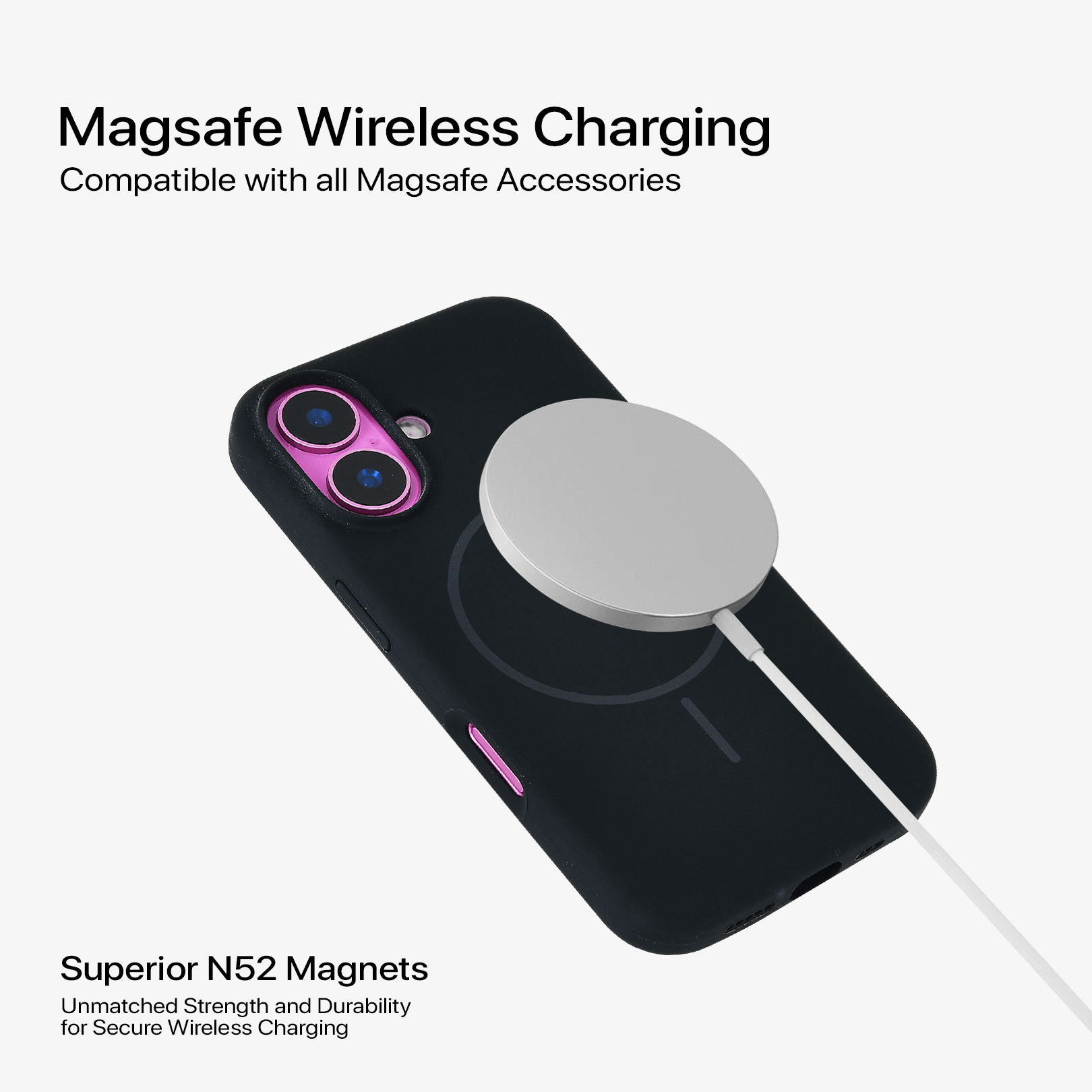 Anti Dust Magsafe Silicone Case - Iphone 16 (Black)
