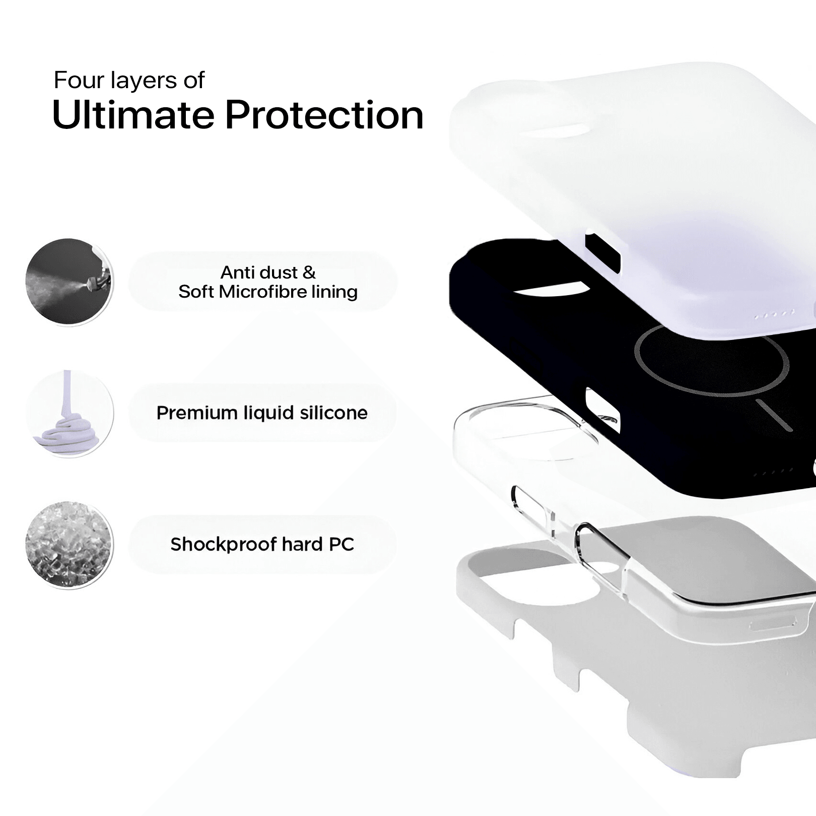 Anti Dust Magsafe Silicone Case - Iphone 16 Plus (Black)