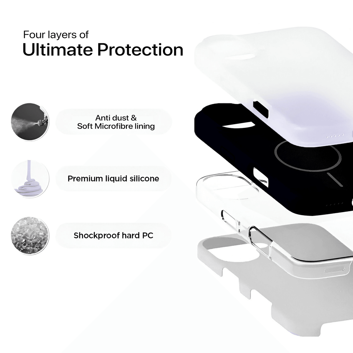 Anti Dust Magsafe Silicone Case - Iphone 16 (Black)
