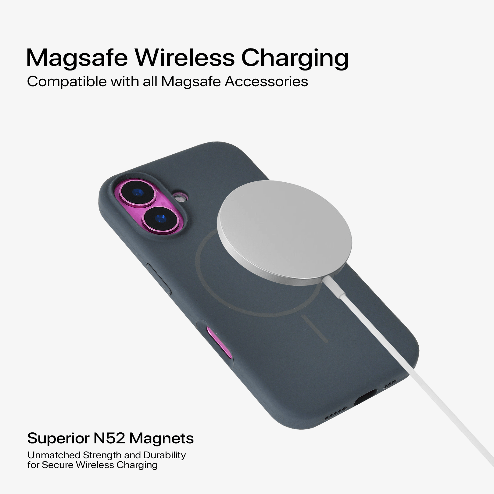 Anti Dust Magsafe Silicone Case - Iphone 16 (Grey)