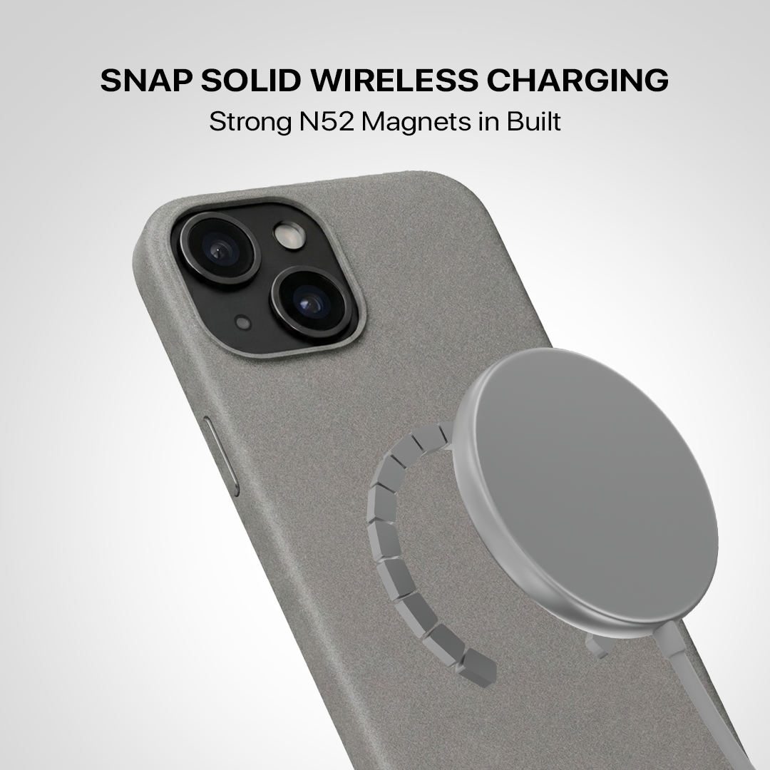 Signature Leather Magsafe Case - Iphone 14   (Graphite Grey)