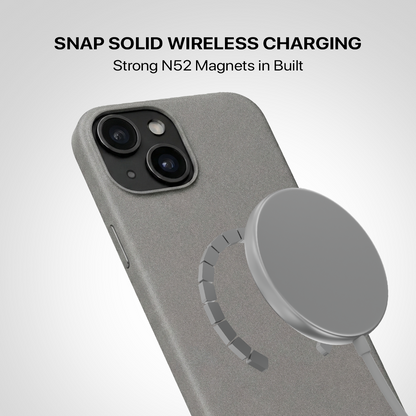 Signature Leather Magsafe Case - Iphone 14   (Graphite Grey)