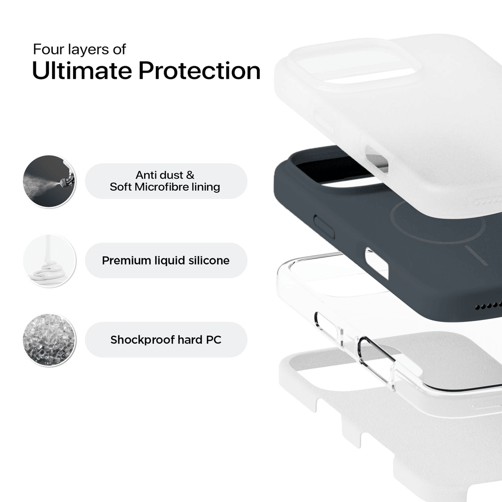 Anti Dust Magsafe Silicone Case - Iphone 16 pro Max ( Grey)