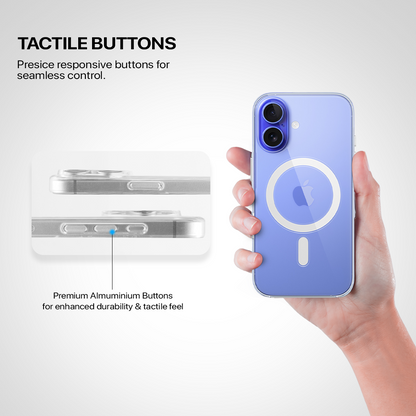 Anti Yellow Magsafe Transparent Clear Case - Iphone 16 Plus (CRYSTAL WHITE TITANIUM)