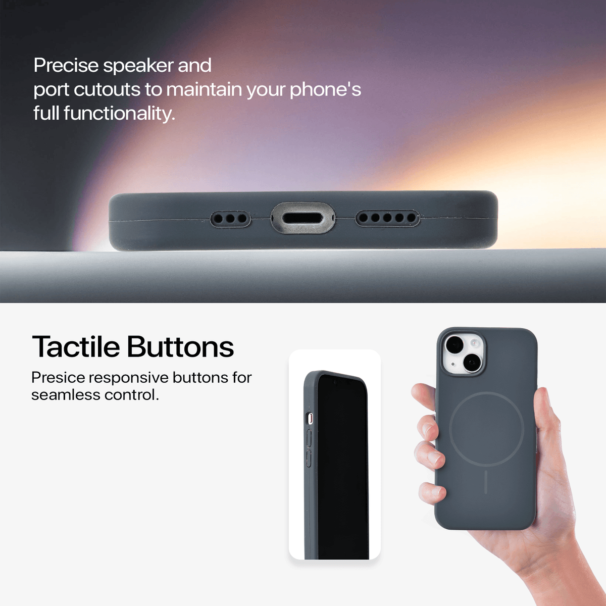 Anti Dust Magsafe Silicone Case - Iphone 15 (Grey)