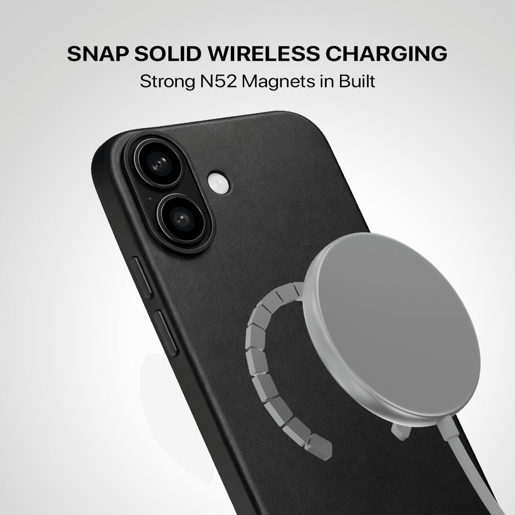 Signature Leather Magsafe Case - Iphone 17  (Royal Black)