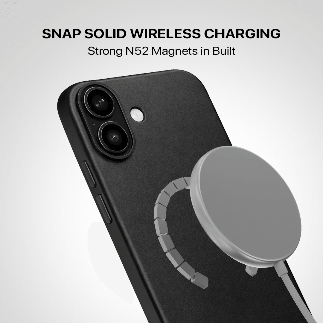 Signature Leather Magsafe Case - Iphone 17  (Royal Black)