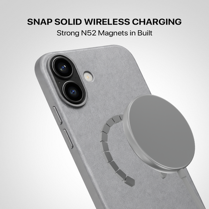 Signature Leather Magsafe Case - Iphone 16 Plus  (Graphite Grey)