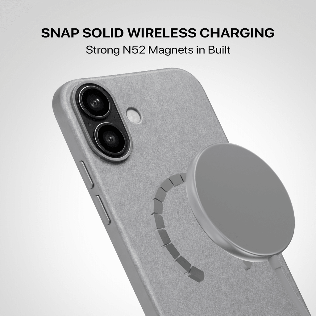 Signature Leather Magsafe Case - Iphone 16  (Graphite Grey)