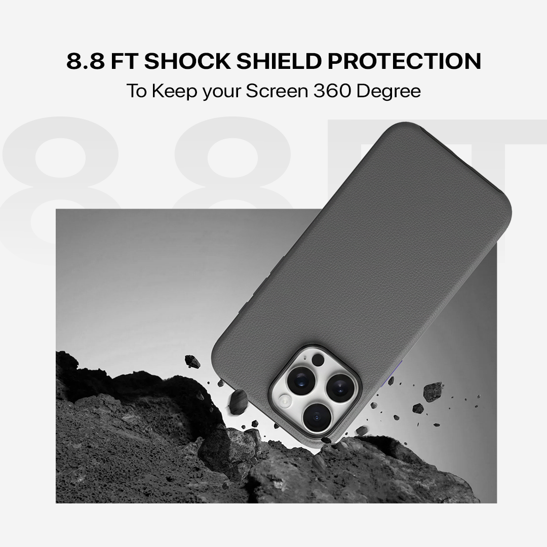 Signature Leather Magsafe Case - Iphone 15 Pro (Graphite Grey)