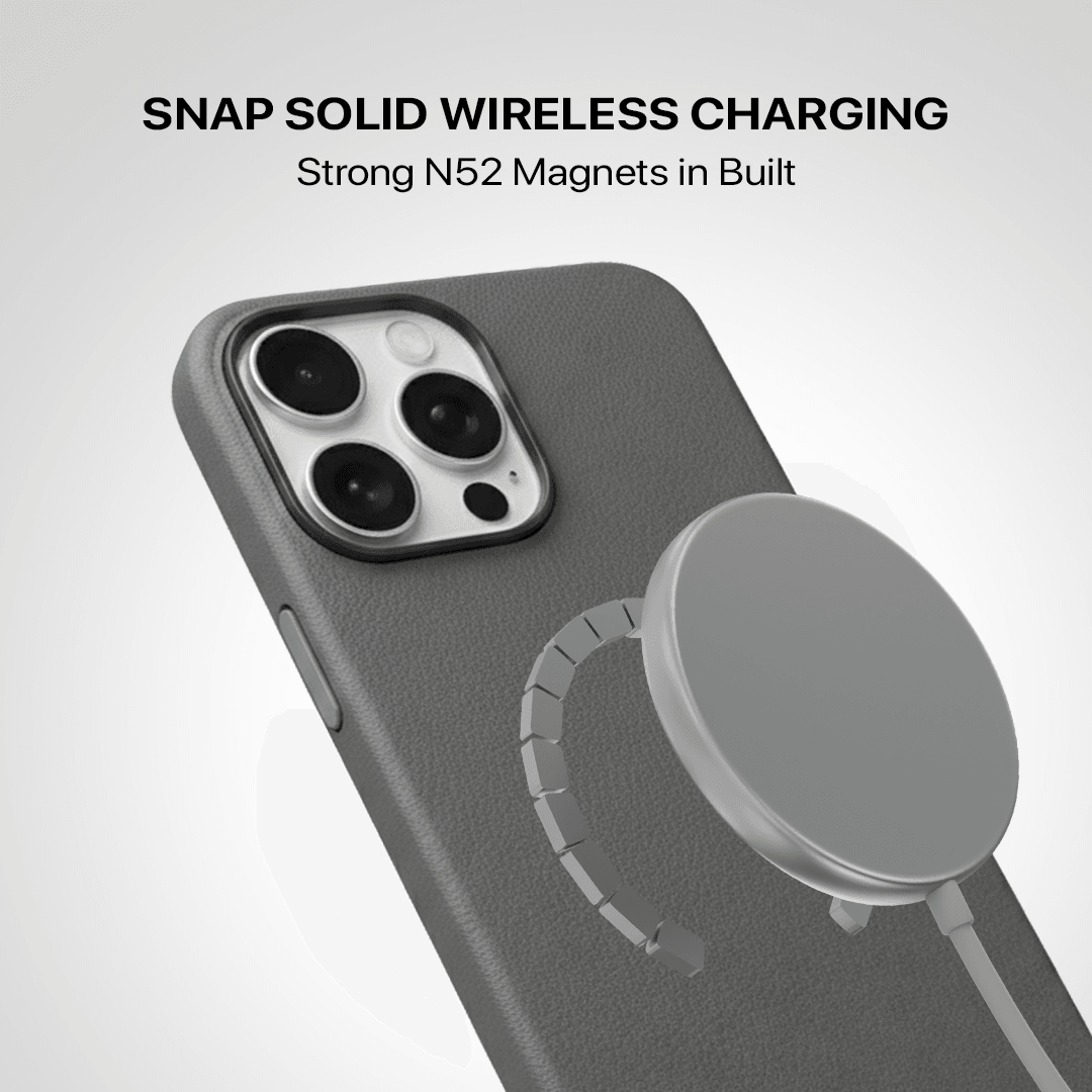 Signature Leather Magsafe Case - Iphone 15 Pro Max (Graphite Grey)