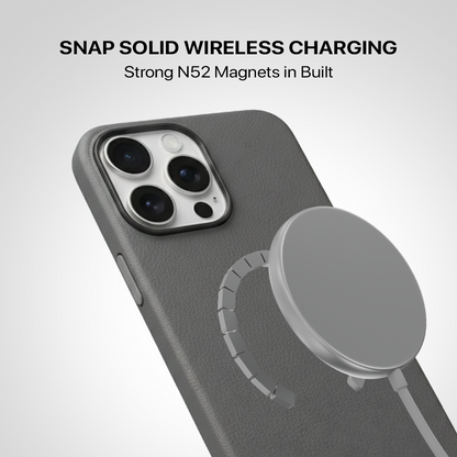 Signature Leather Magsafe Case - Iphone 16 Pro (Graphite Grey)
