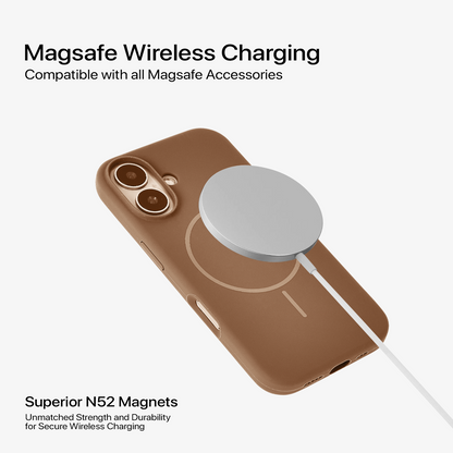 Anti Dust MagSafe Silicone Case - IPhone 16 plus ( Brown)