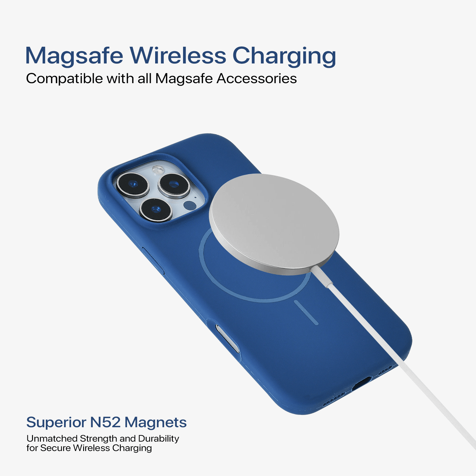 Anti Dust Magsafe Silicone Case - Iphone 14 Pro (Denim Blue)