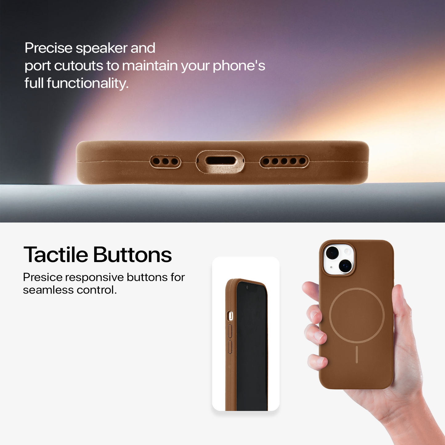 Anti Dust MagSafe Silicone Case - IPhone 15 plus ( Brown)