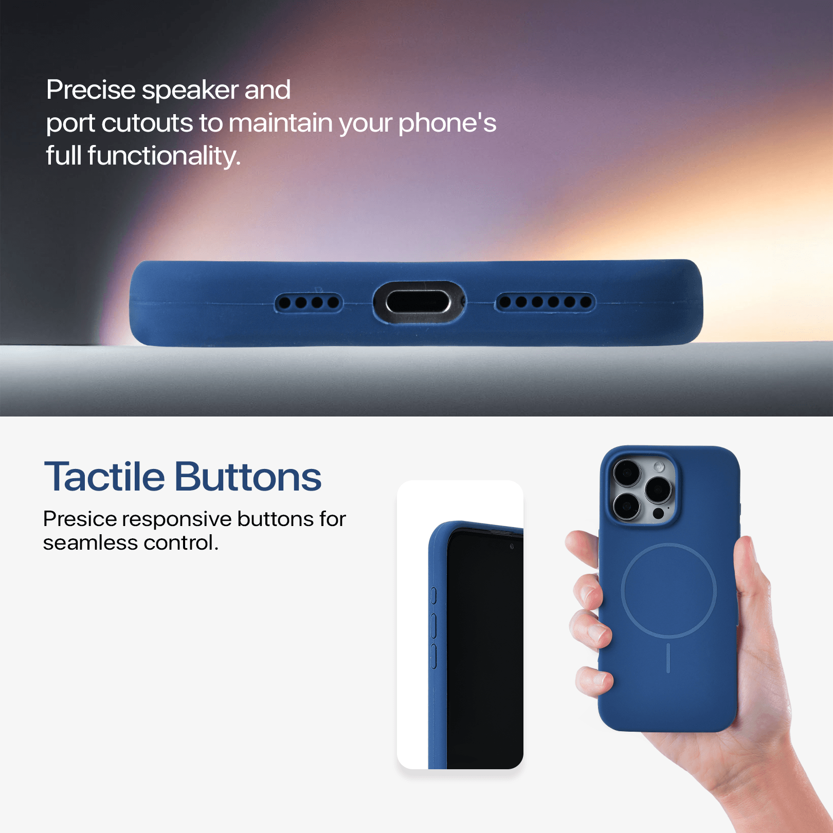 Anti Dust Magsafe Silicone Case - Iphone 15 Pro (Denim Blue)