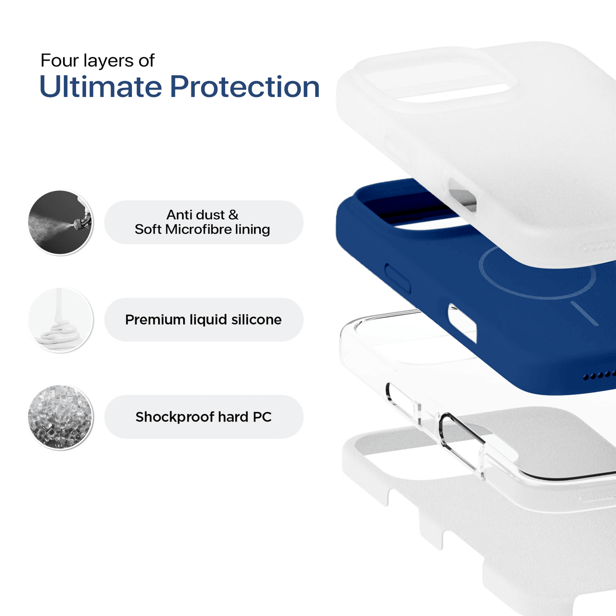Anti Dust Magsafe Silicone Case - Iphone 14 Pro (Denim Blue)