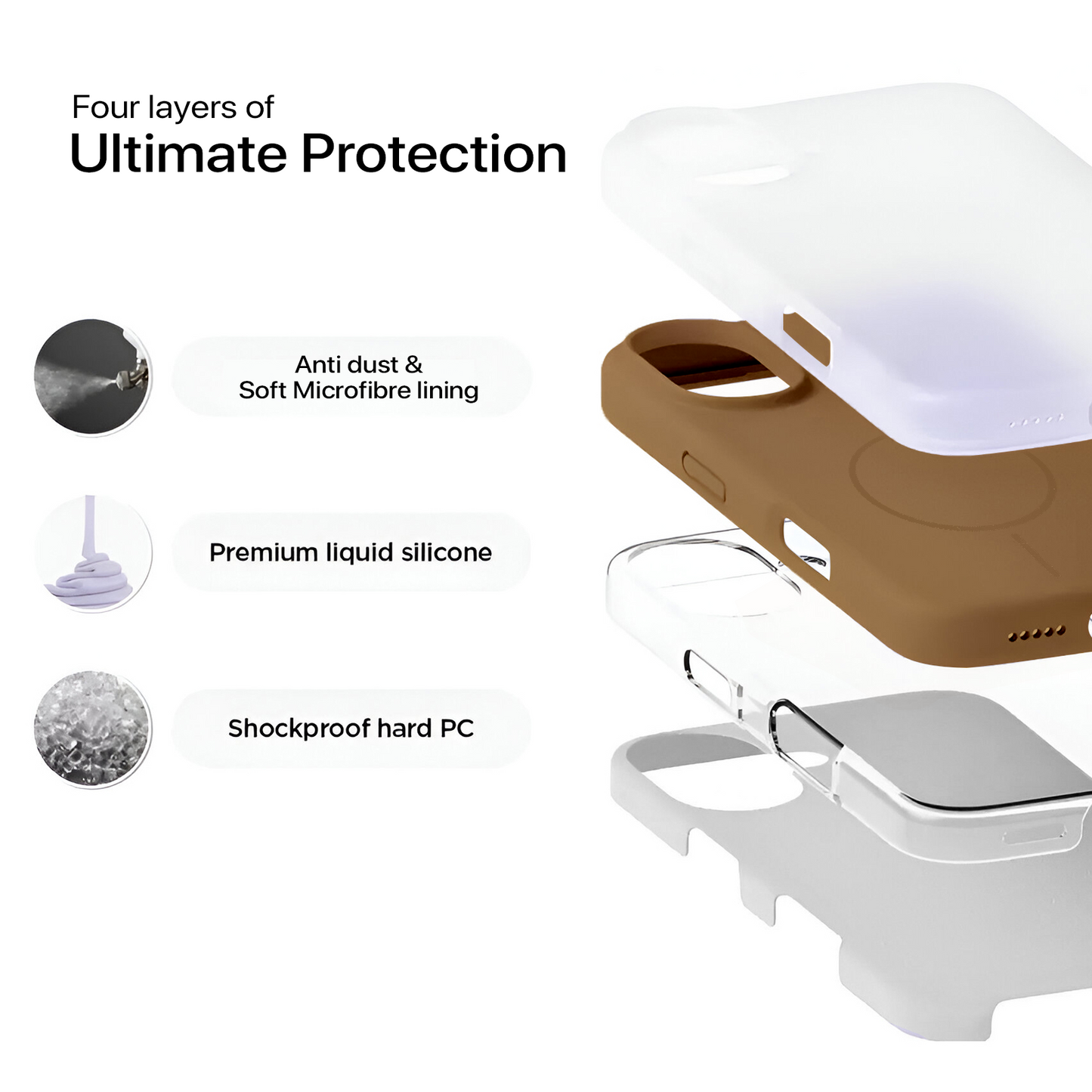 Anti Dust MagSafe Silicone Case - IPhone 16 plus ( Brown)