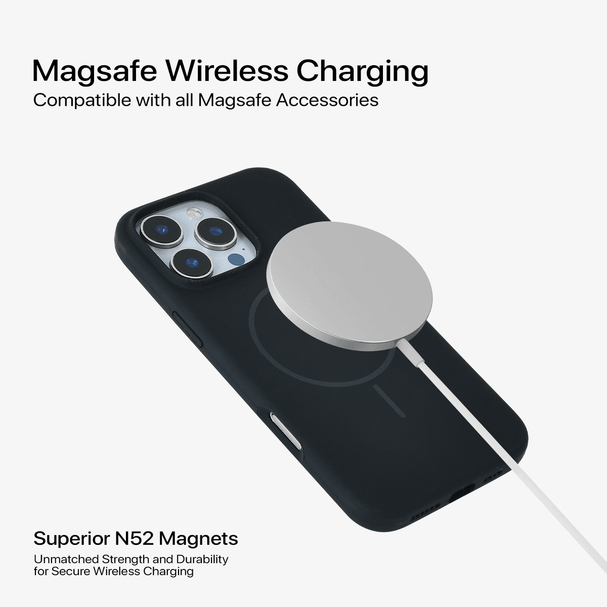 Anti Dust Magsafe Silicone Case - Iphone 15 Pro Max (Black)