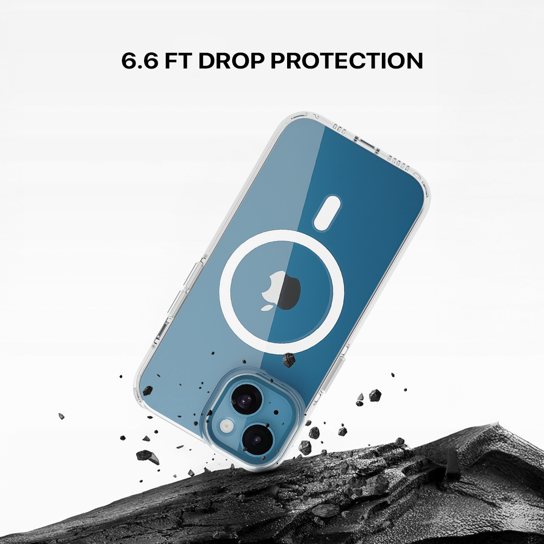 Anti Yellow Magsafe Transparent Clear Case - Iphone 14 Plus ( (CRYSTAL WHITE TITANIUM)