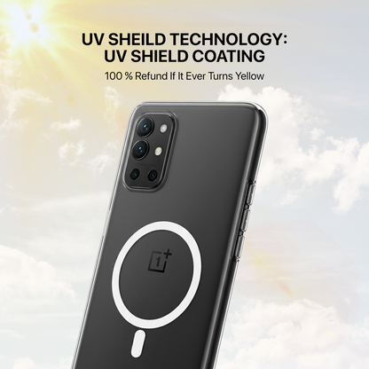 Anti Yellow Magsafe Clear Transparent Case - One Plus 9R