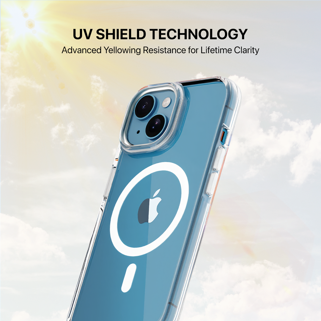 Anti Yellow Magsafe Transparent Clear Case - Iphone 14 Plus ( (CRYSTAL WHITE TITANIUM)