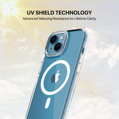 Anti Yellow Magsafe Transparent Clear Case - Iphone 14 Plus ( (CRYSTAL WHITE TITANIUM)