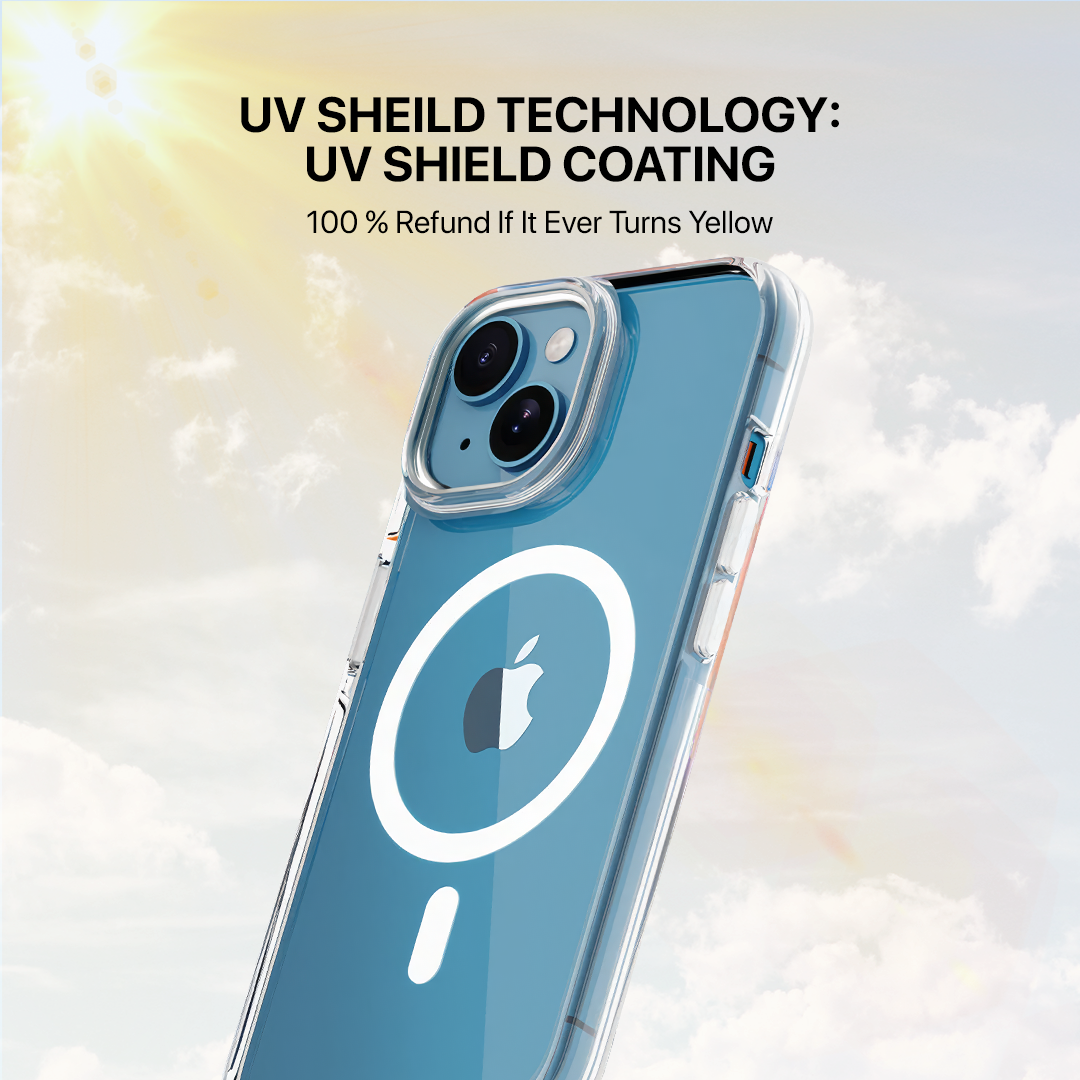 Anti Yellow Magsafe Transparent Clear Case - Iphone 14 Plus ( (CRYSTAL WHITE TITANIUM)