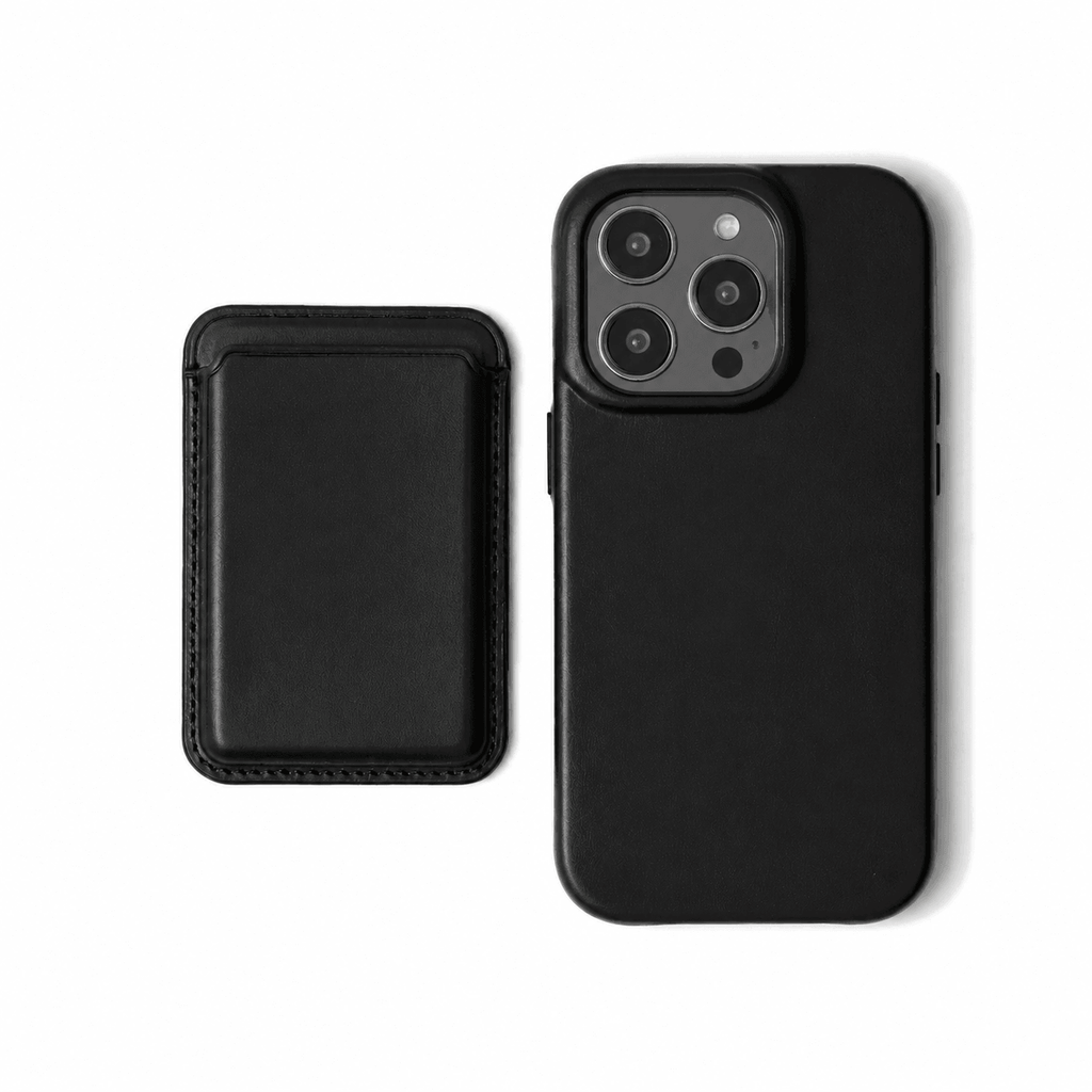 Signature Leather Magsafe Wallet for Iphone ( Black)