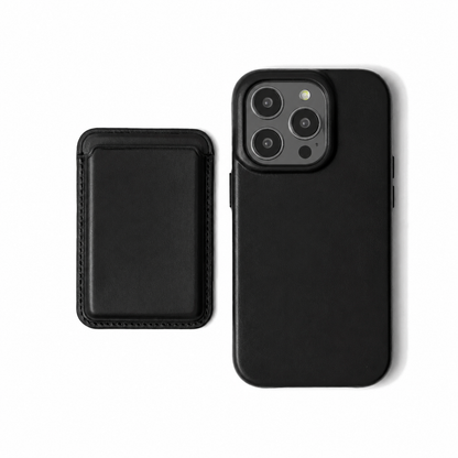 Signature Leather Magsafe Wallet for Iphone ( Black)