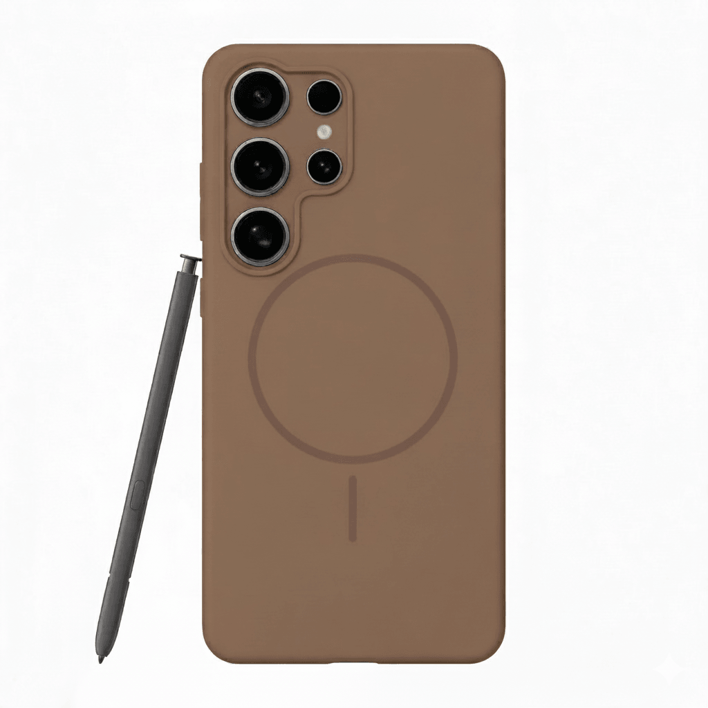 Anti Dust Magsafe Silicone Case - Samsung S22 Ultra (Brown)