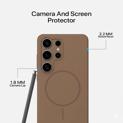 Anti Dust Magsafe Silicone Case - Samsung S23 Ultra (Brown)