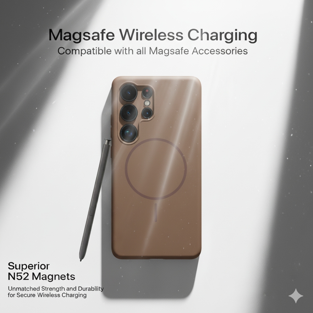 Anti Dust Magsafe Silicone Case - Samsung S24 Ultra (Brown)