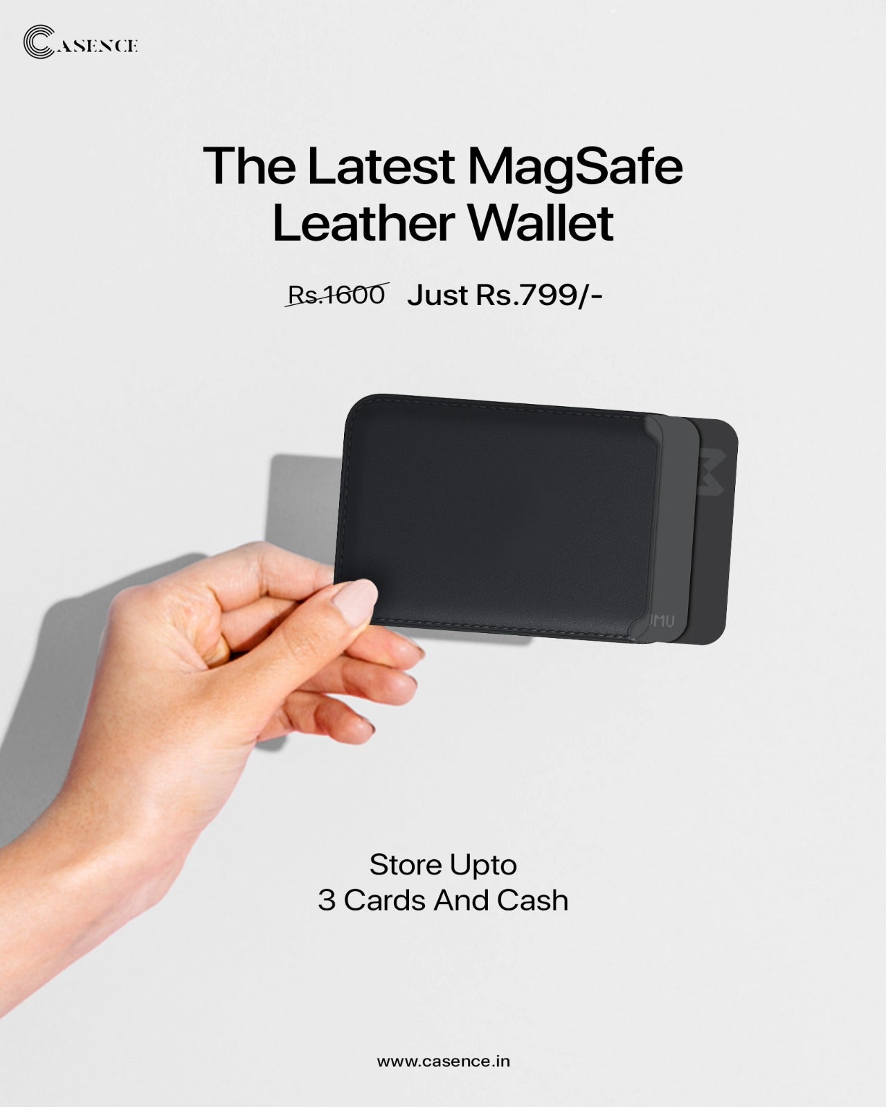 Signature Leather Magsafe Wallet for Iphone ( Black)