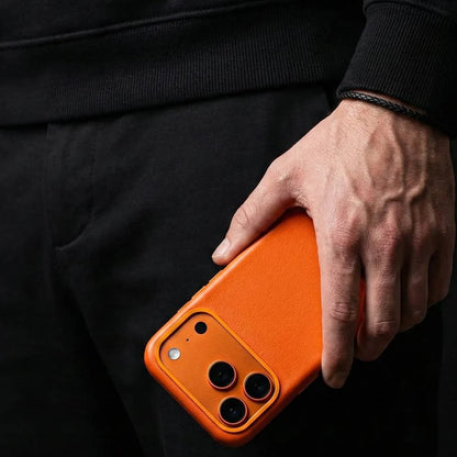Signature Leather Magsafe Case - Iphone 17 Pro ( Ember Orange)