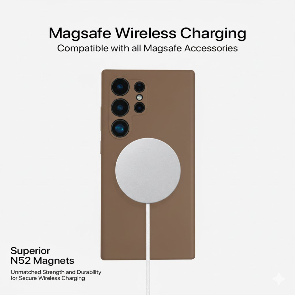 Anti Dust Magsafe Silicone Case - Samsung S24 Ultra (Brown)